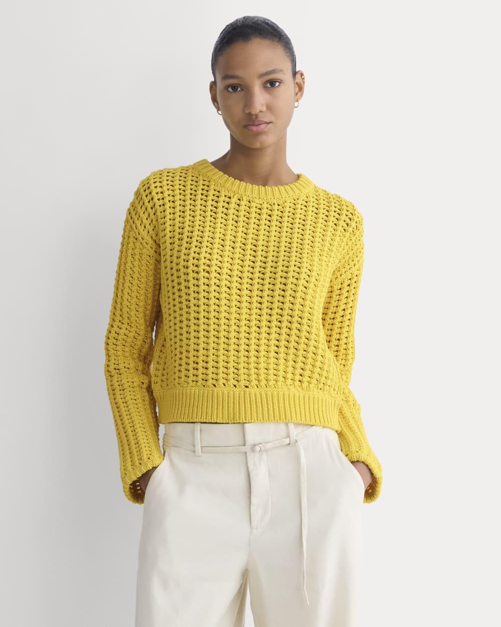Open-Knit Crew in Elevated Cotton | Passion Fruit by EVERLANE