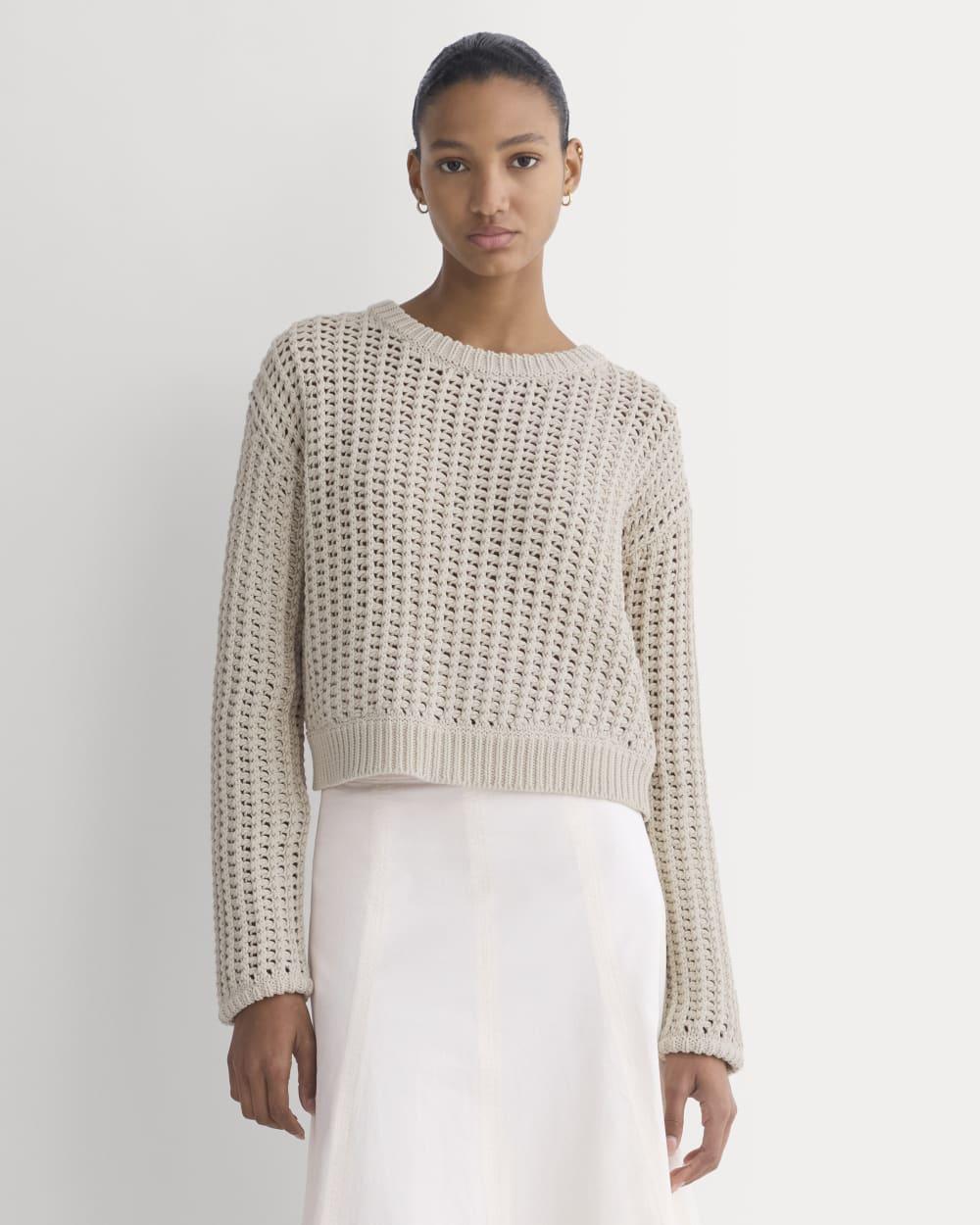 Open-Knit Crew in Elevated Cotton | Peyote by EVERLANE