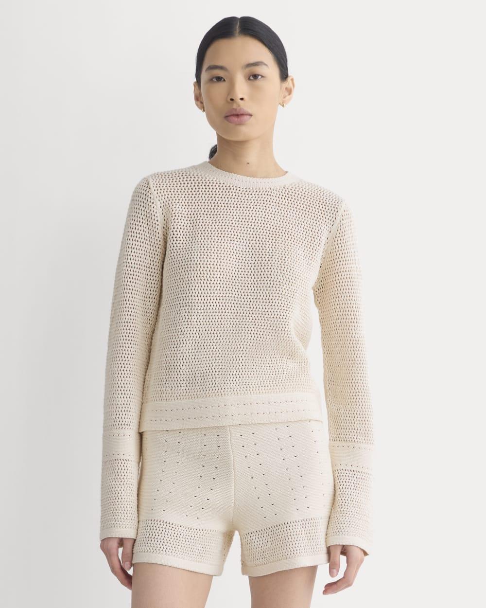 Open Knit Long-Sleeve Crew in Everyday Cotton | Canvas by EVERLANE