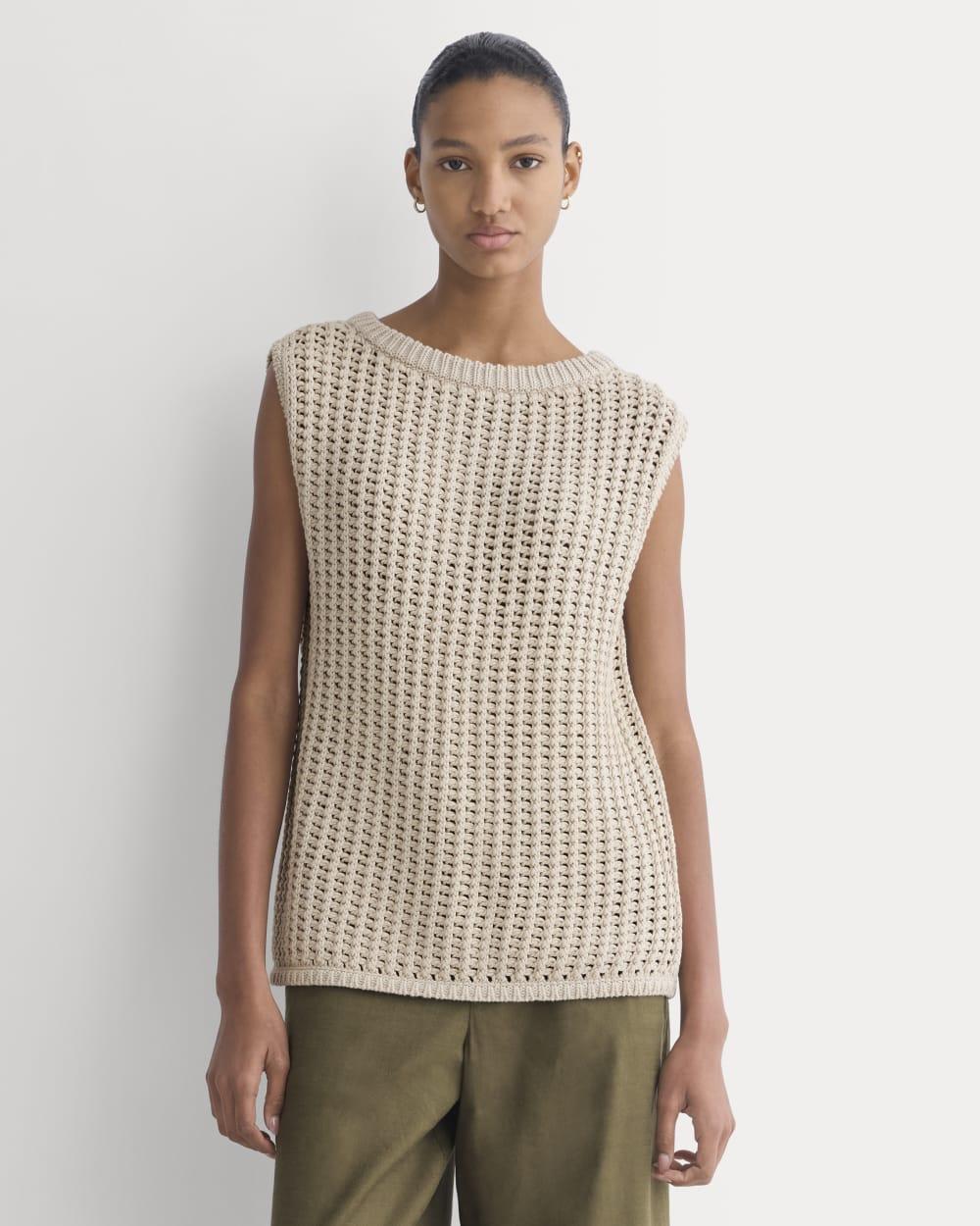 Open-Knit Tunic Vest in Elevated Cotton | Peyote by EVERLANE
