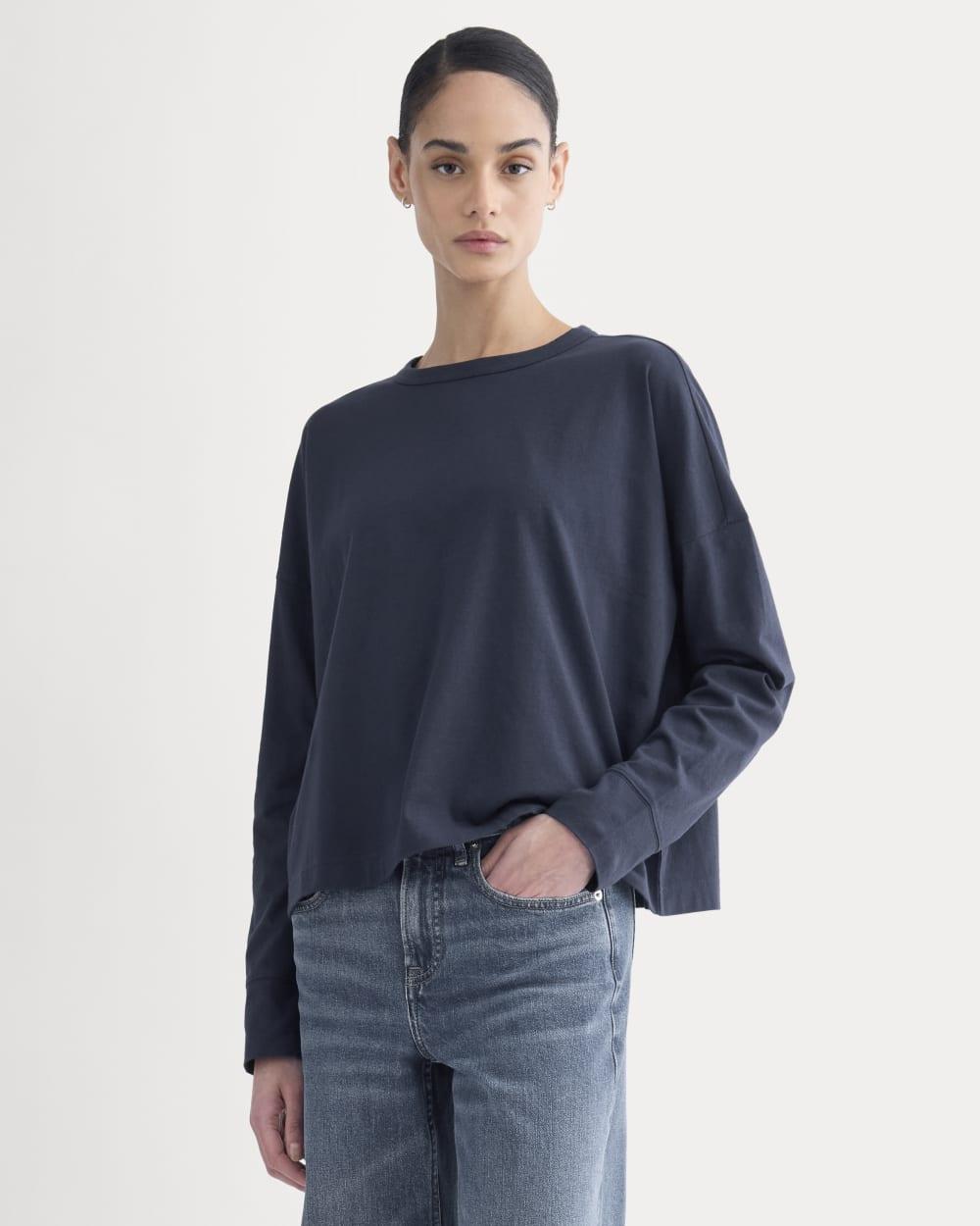 Oversized Boxy Crew in Essential Cotton | Deep Navy by EVERLANE