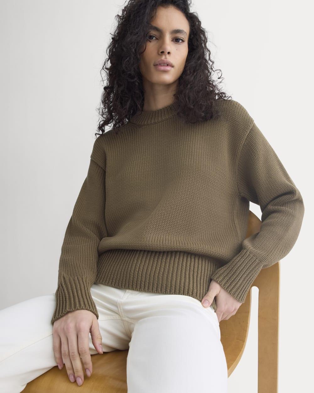 Oversized Cocoon Crew in Elevated Cotton | Beech by EVERLANE