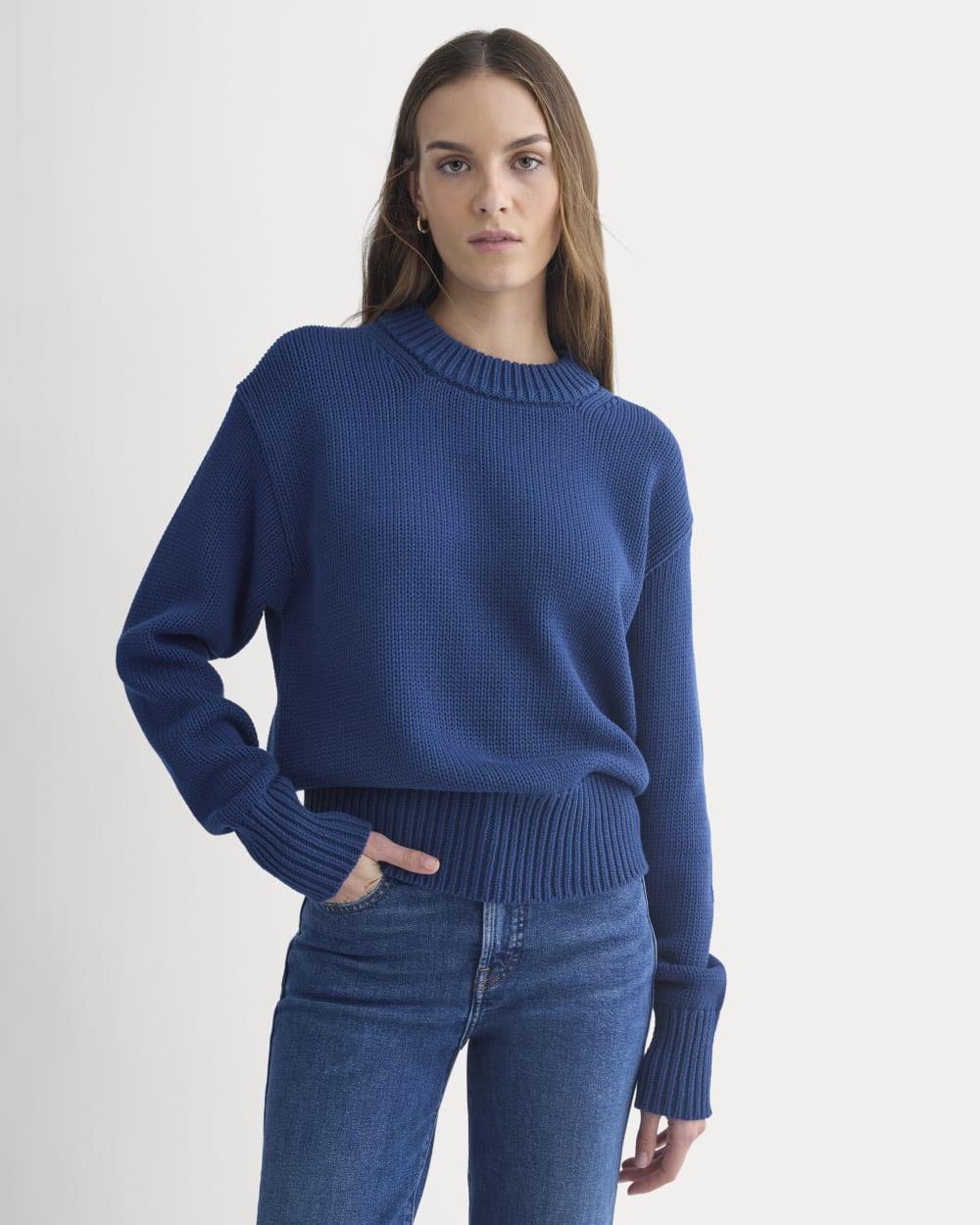 Oversized Cocoon Crew in Elevated Cotton | Estate Blue by EVERLANE