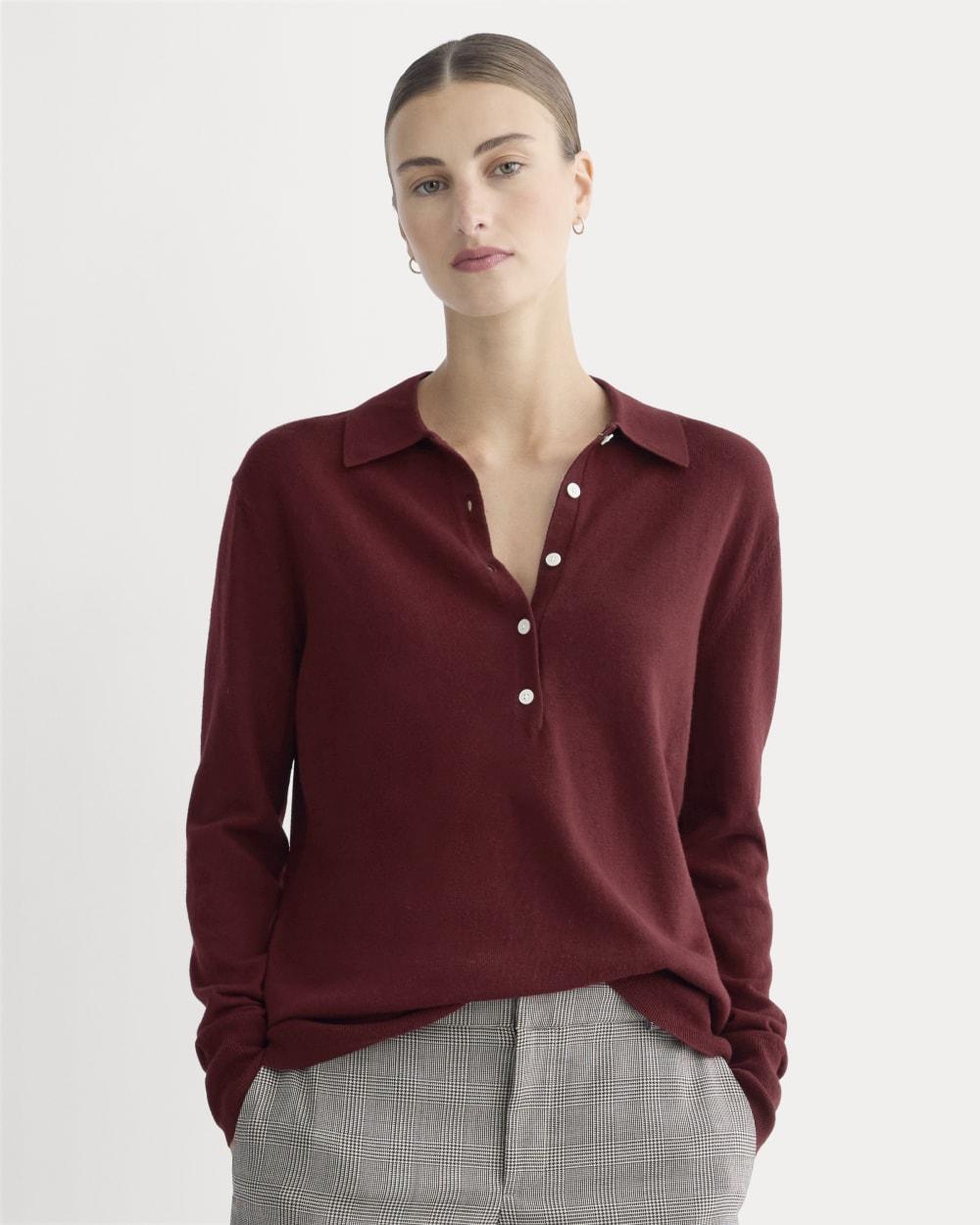 Oversized Polo Sweater in Cotton Merino | Deep Red by EVERLANE