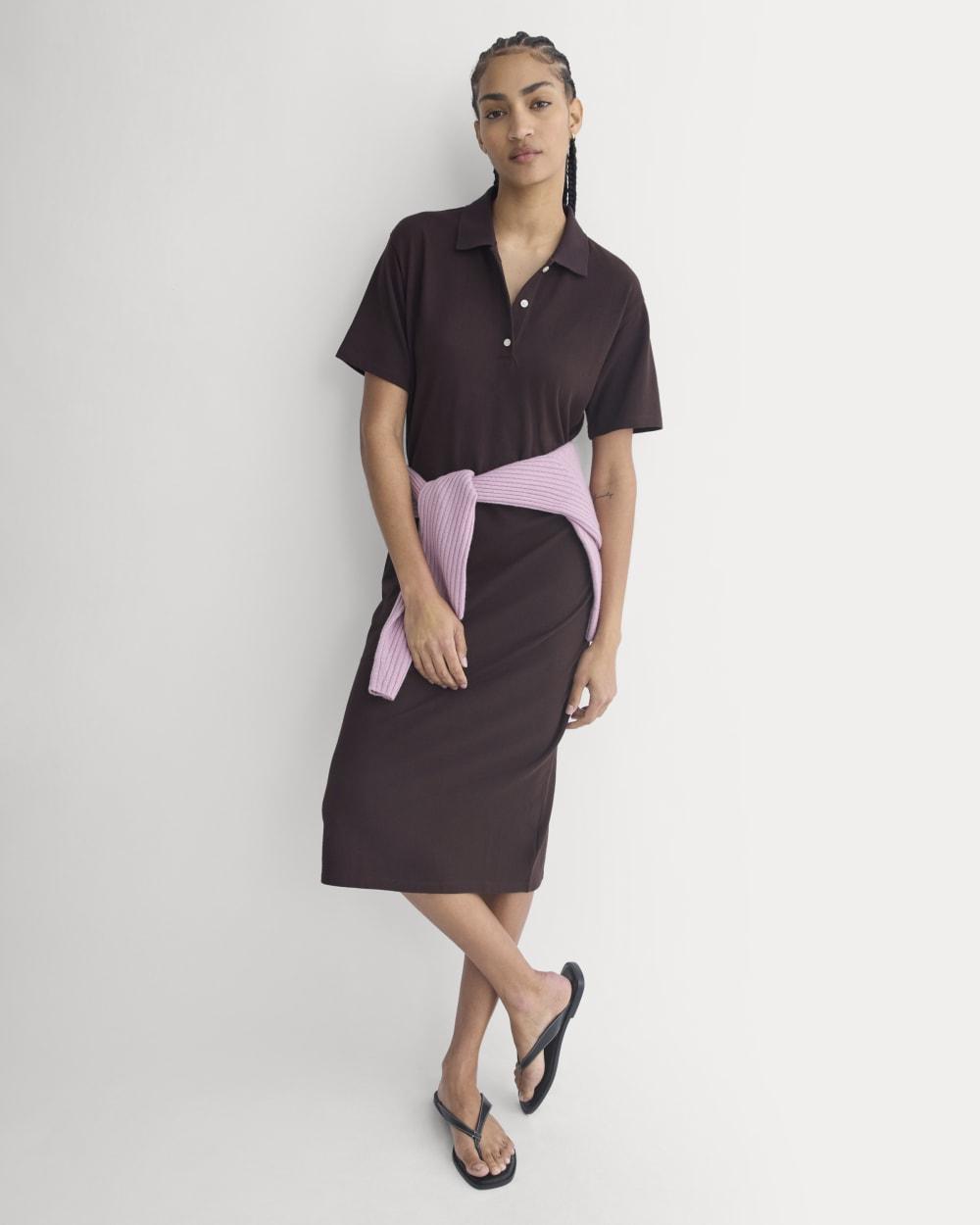 Pique Polo Short-Sleeve Dress | Dark Chocolate by EVERLANE
