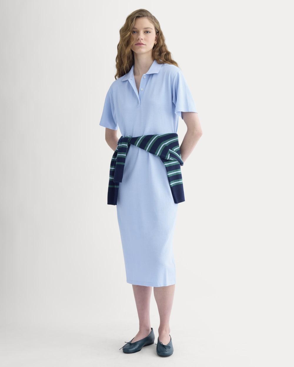 Pique Polo Short-Sleeve Dress | Open Air Blue by EVERLANE