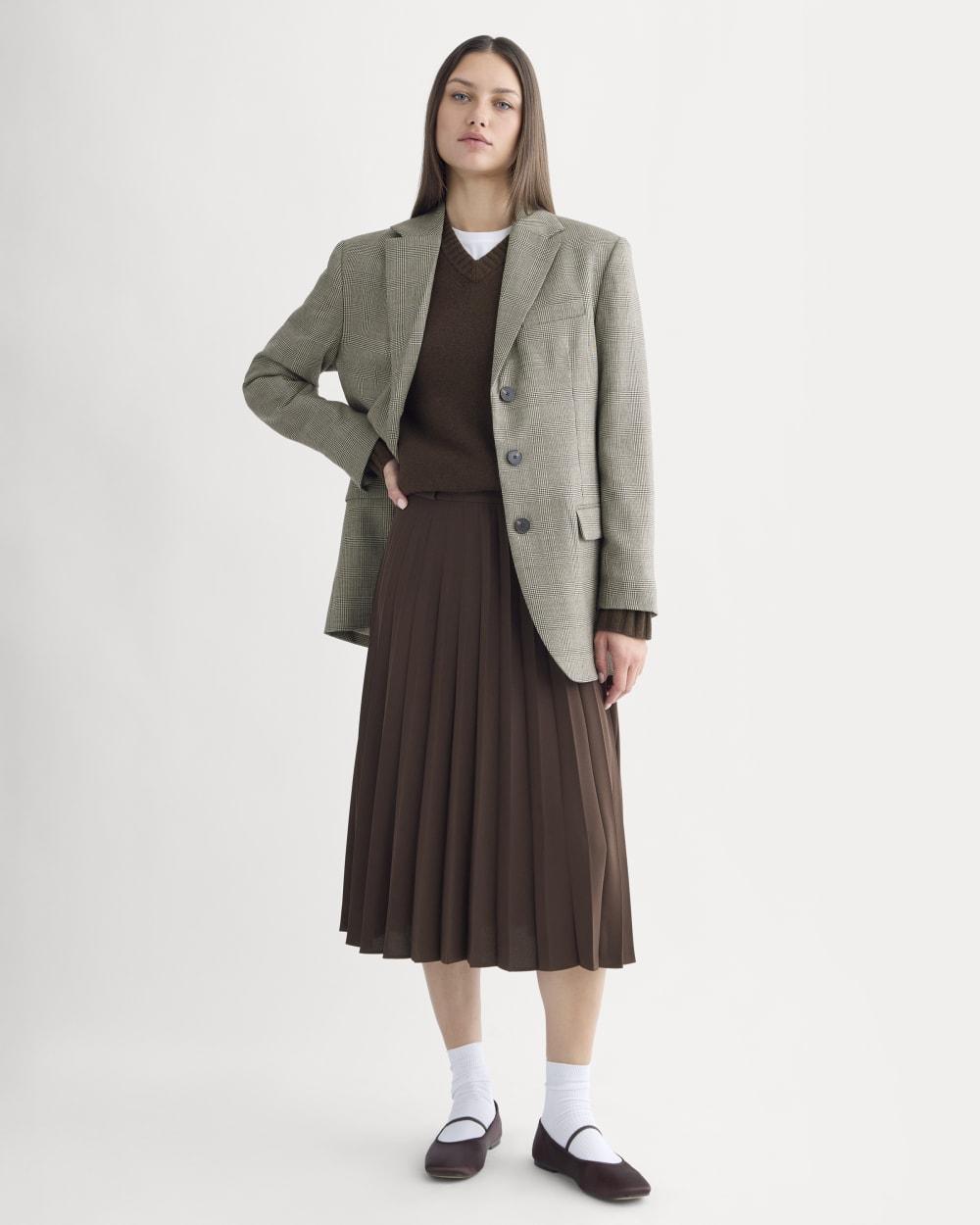 Pleated Crepe Midi Skirt | Dark Chocolate by EVERLANE