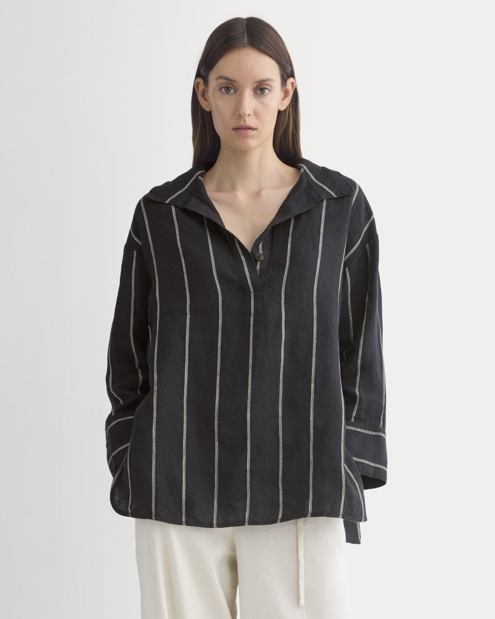 Popover Shirt in Linen | Black by EVERLANE