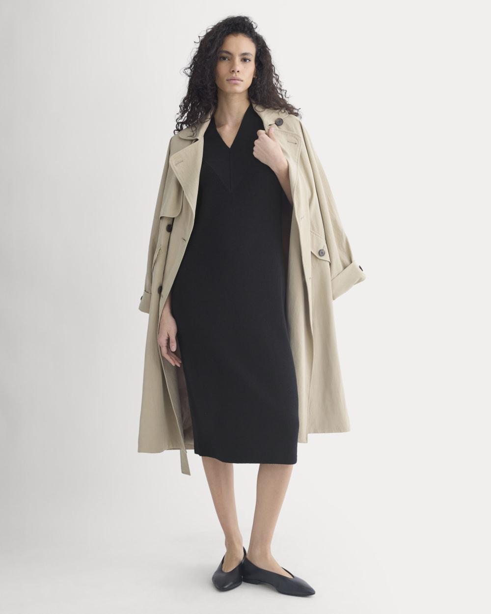 Relaxed V-Neck Midi Sweater Dress in Cotton Merino | Black by EVERLANE
