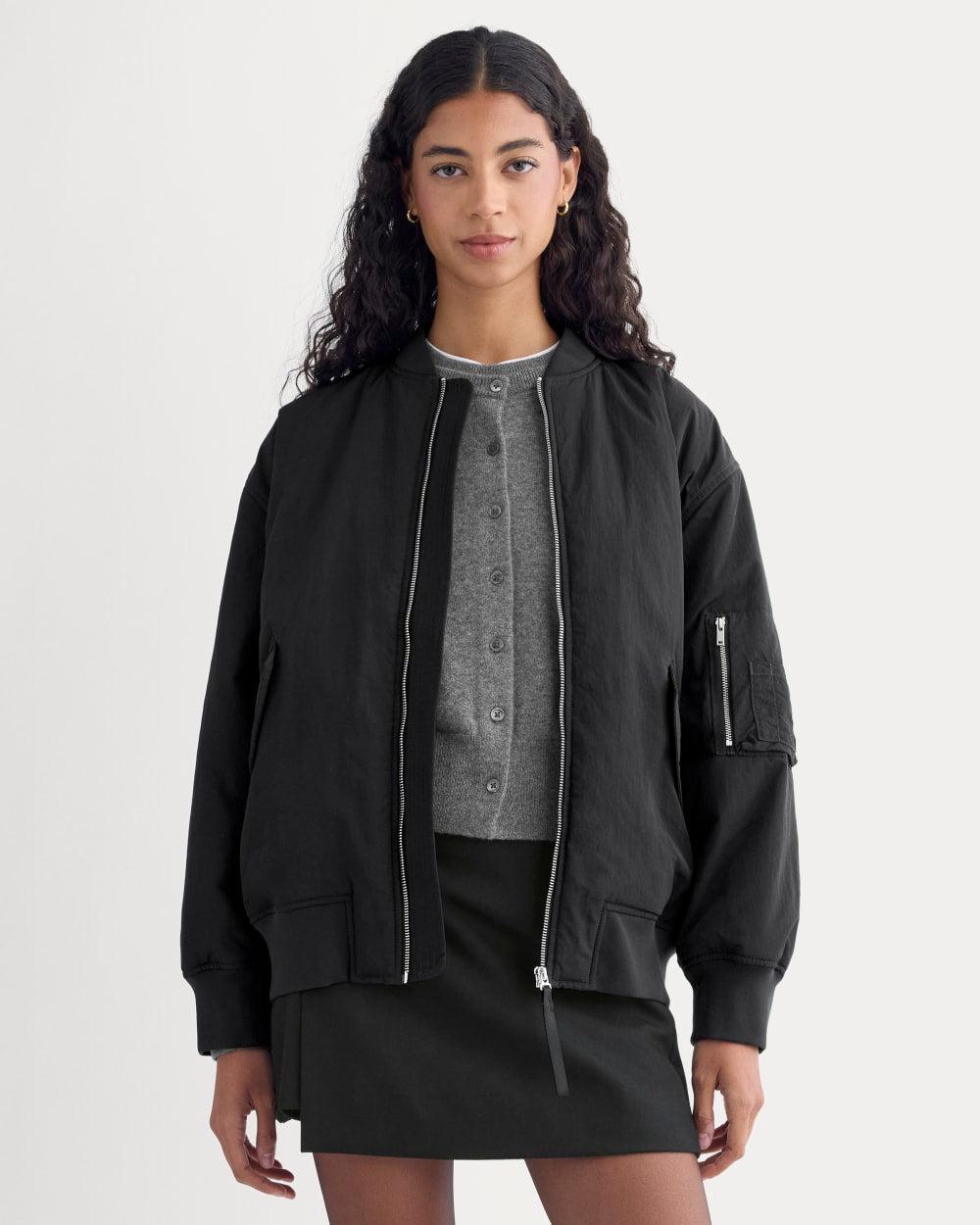 Renew Oversized Puffer Bomber | Black by EVERLANE