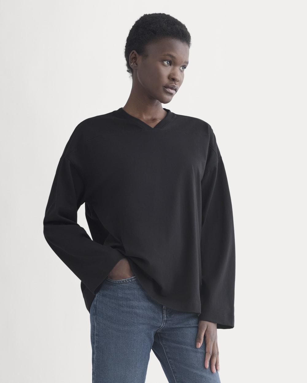 Retro V-Neck Jersey | Black by EVERLANE