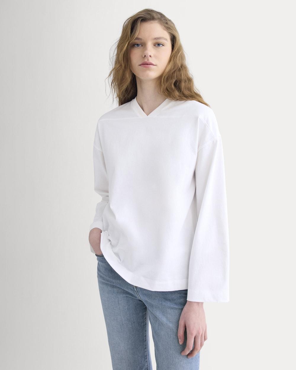 Retro V-Neck Jersey | White by EVERLANE