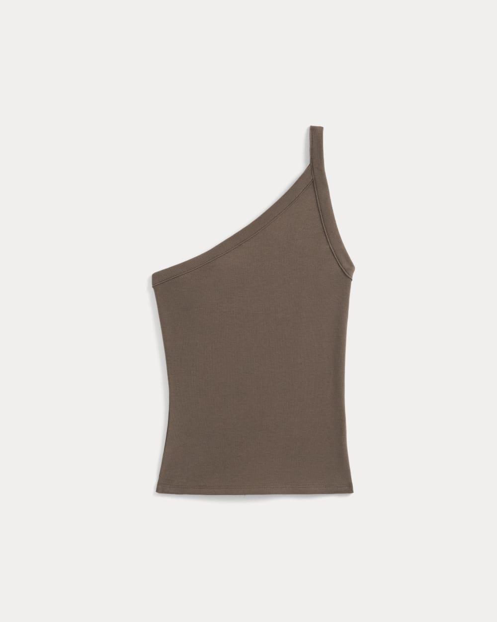 RetroSoft Cotton One-Shoulder Tank | Deep Taupe by EVERLANE