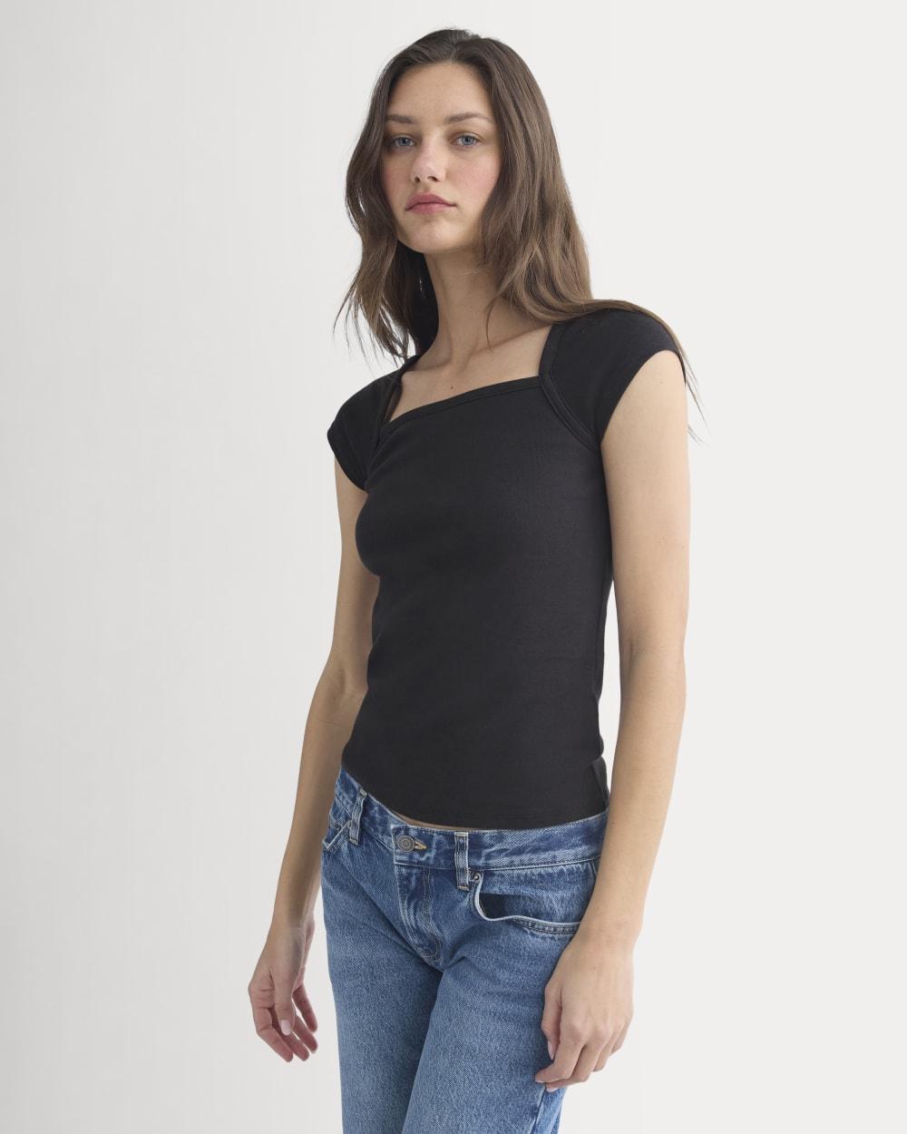 RetroSoft Cotton Square-Neck Tee | Black by EVERLANE