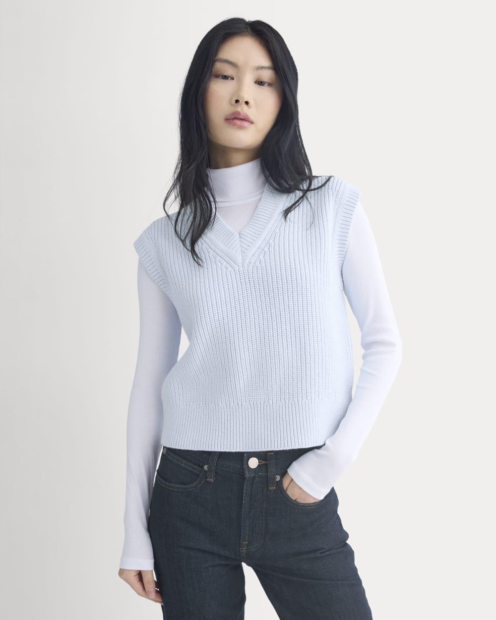 Ribbed V-Neck Vest in Everyday Cotton | Skywriting by EVERLANE
