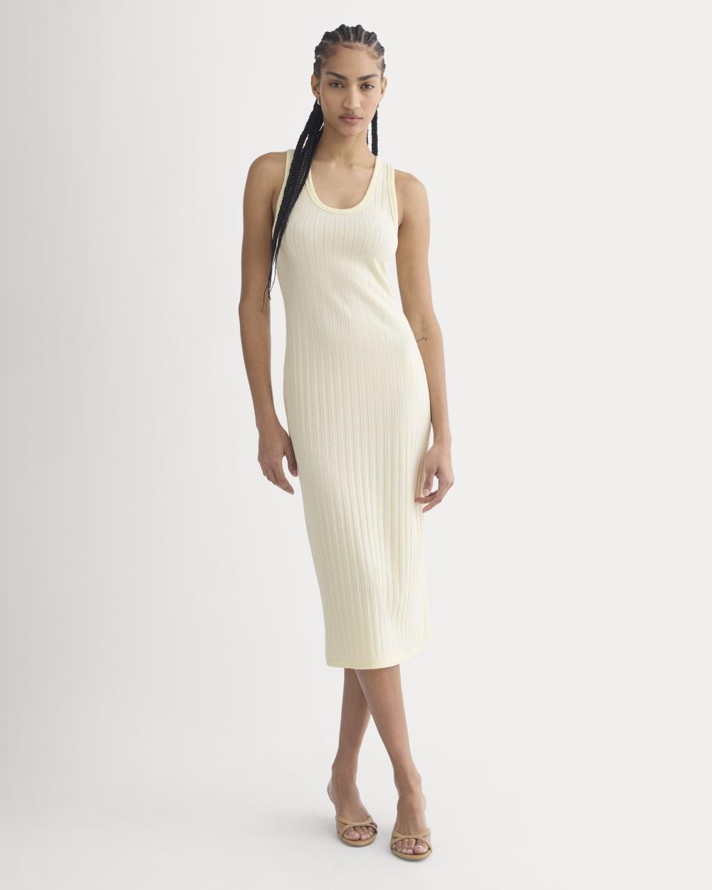 Scoop-Neck Midi Dress in Pointelle Knit | Lemon Icing by EVERLANE