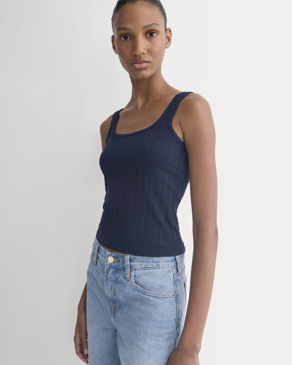 Scoop-Neck Tank in Pointelle | Deep Navy by EVERLANE