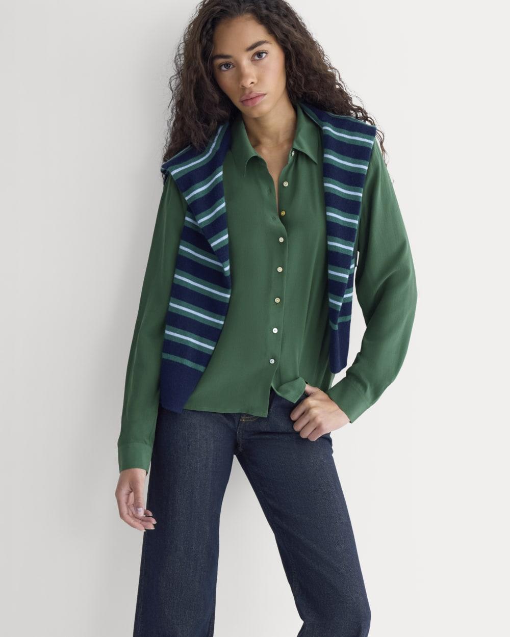 Shrunken Top in Washable Silk | Hunter Green by EVERLANE