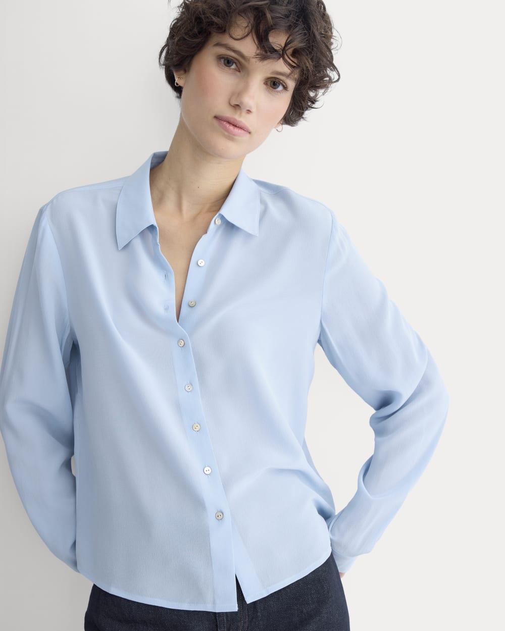 Shrunken Top in Washable Silk | Open Air Blue by EVERLANE