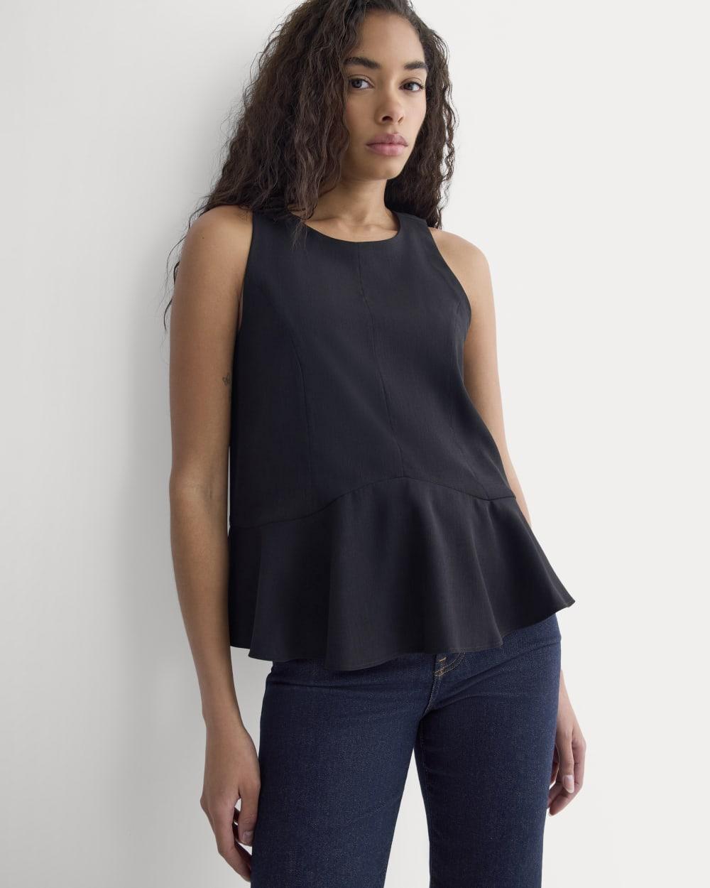 Sleeveless Peplum Top | Black by EVERLANE