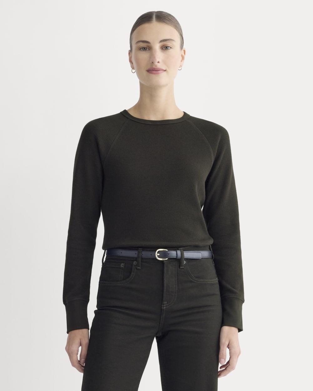 Slim-Fit Crew in Cozy Waffle | Black by EVERLANE