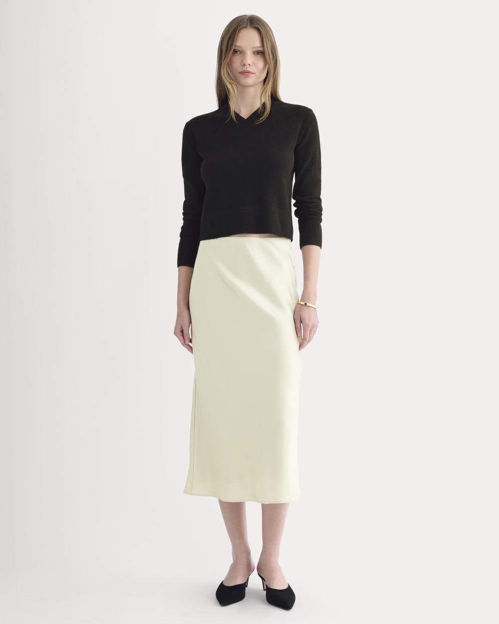 Slip Skirt in Silk Charmeuse | Bone by EVERLANE