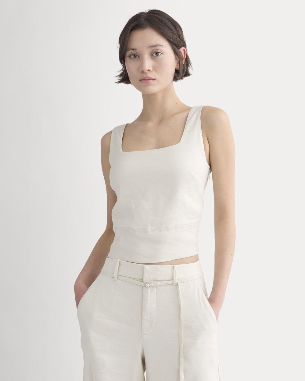 Square Tank in Stretch Linen | Birch by EVERLANE