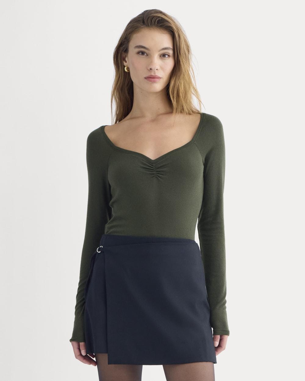Sweetheart-Neck Top in Butterluxe | Dark Green by EVERLANE