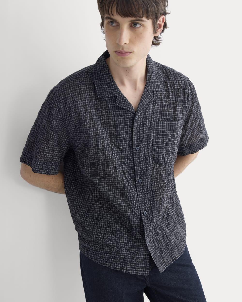 Textured Voile Resort Shirt | Black Plaid by EVERLANE
