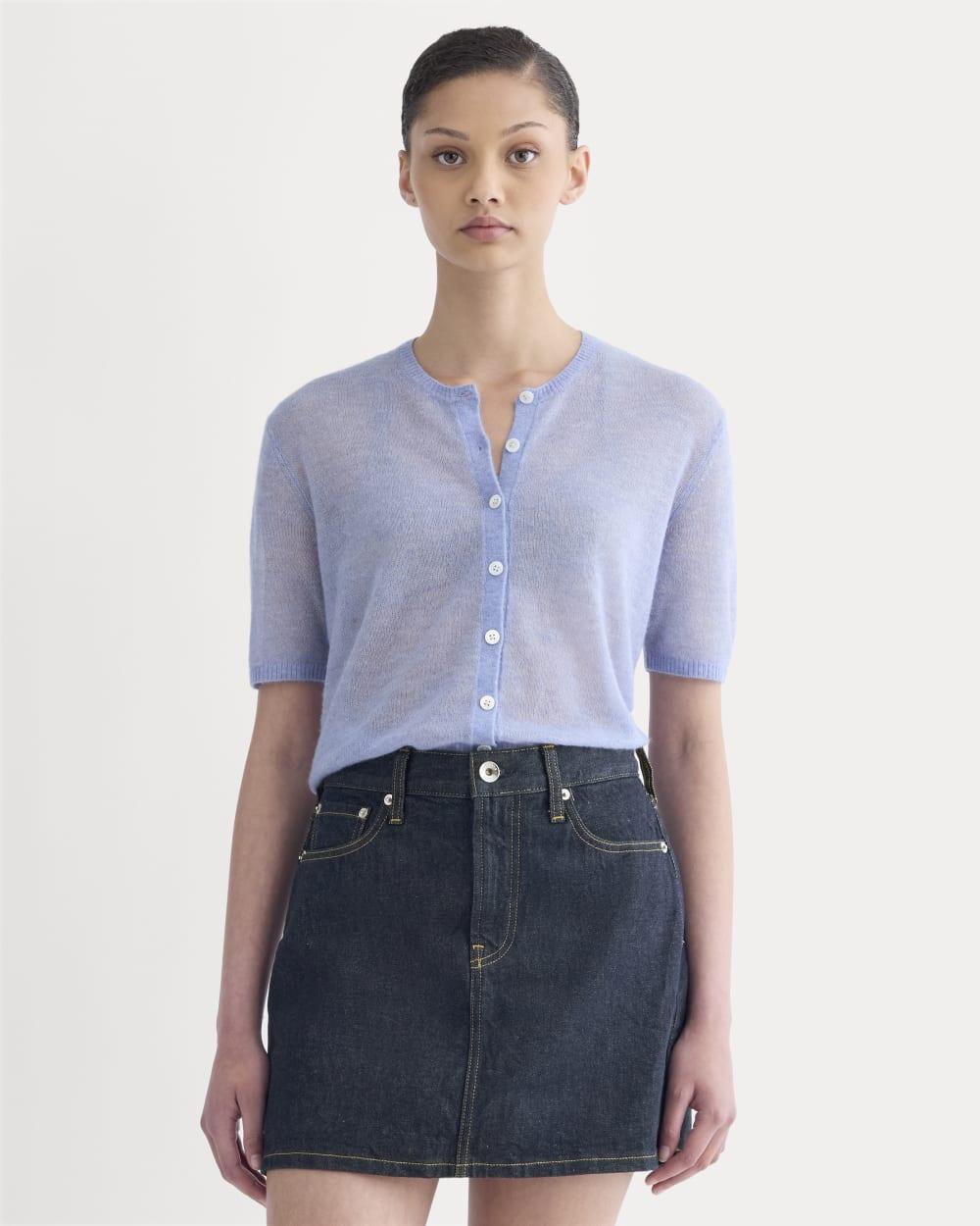 The Air Alpaca™ Short-Sleeve Cardigan | Soft Blue by EVERLANE