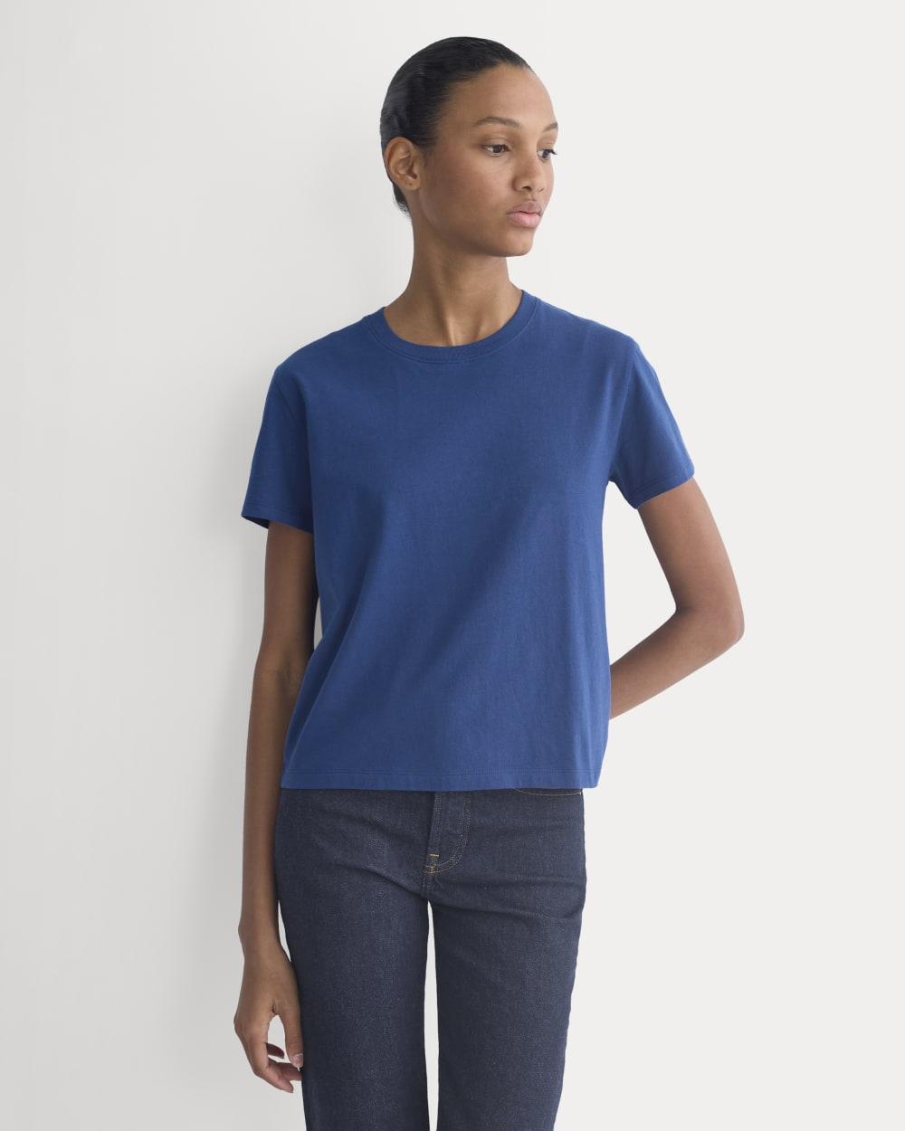 The Box-Cut Tee in Essential Cotton | Estate Blue | No Pocket by EVERLANE