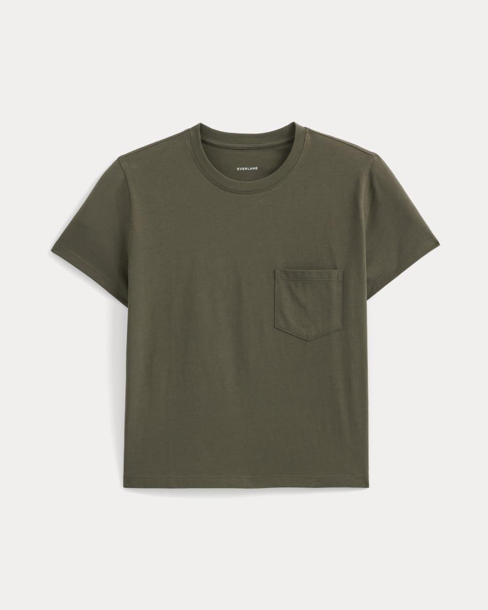 The Box-Cut Tee in Essential Cotton | Olive Night | Pocket by EVERLANE