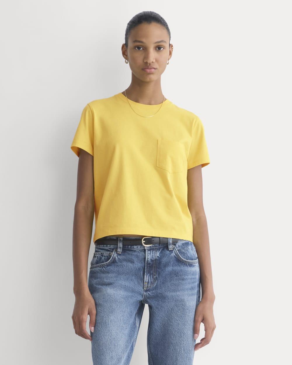 The Box-Cut Tee in Essential Cotton | Passion Fruit | Pocket by EVERLANE