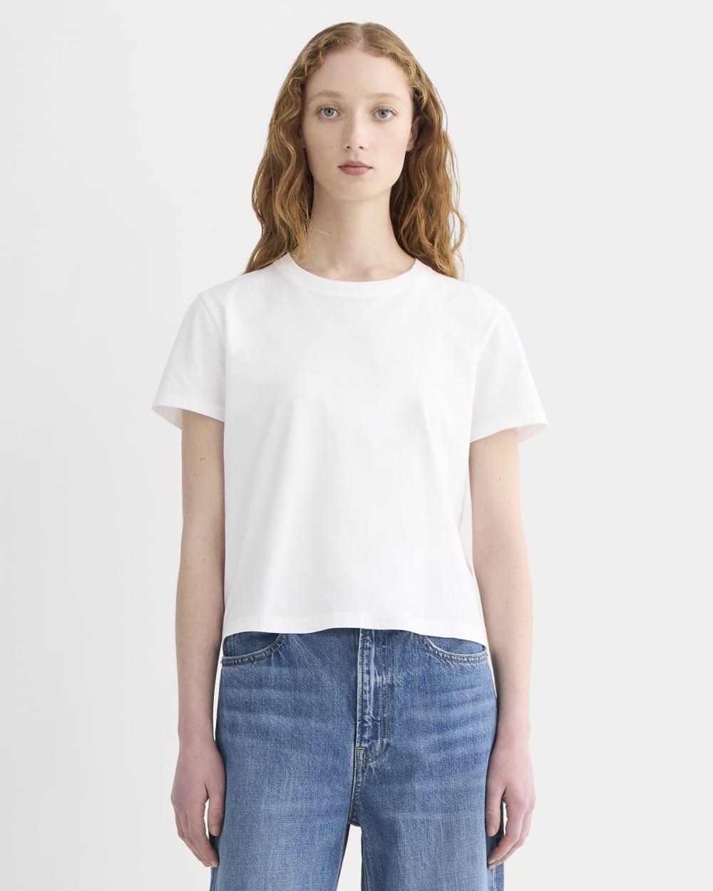 The Box-Cut Tee in Essential Cotton | White | No Pocket by EVERLANE