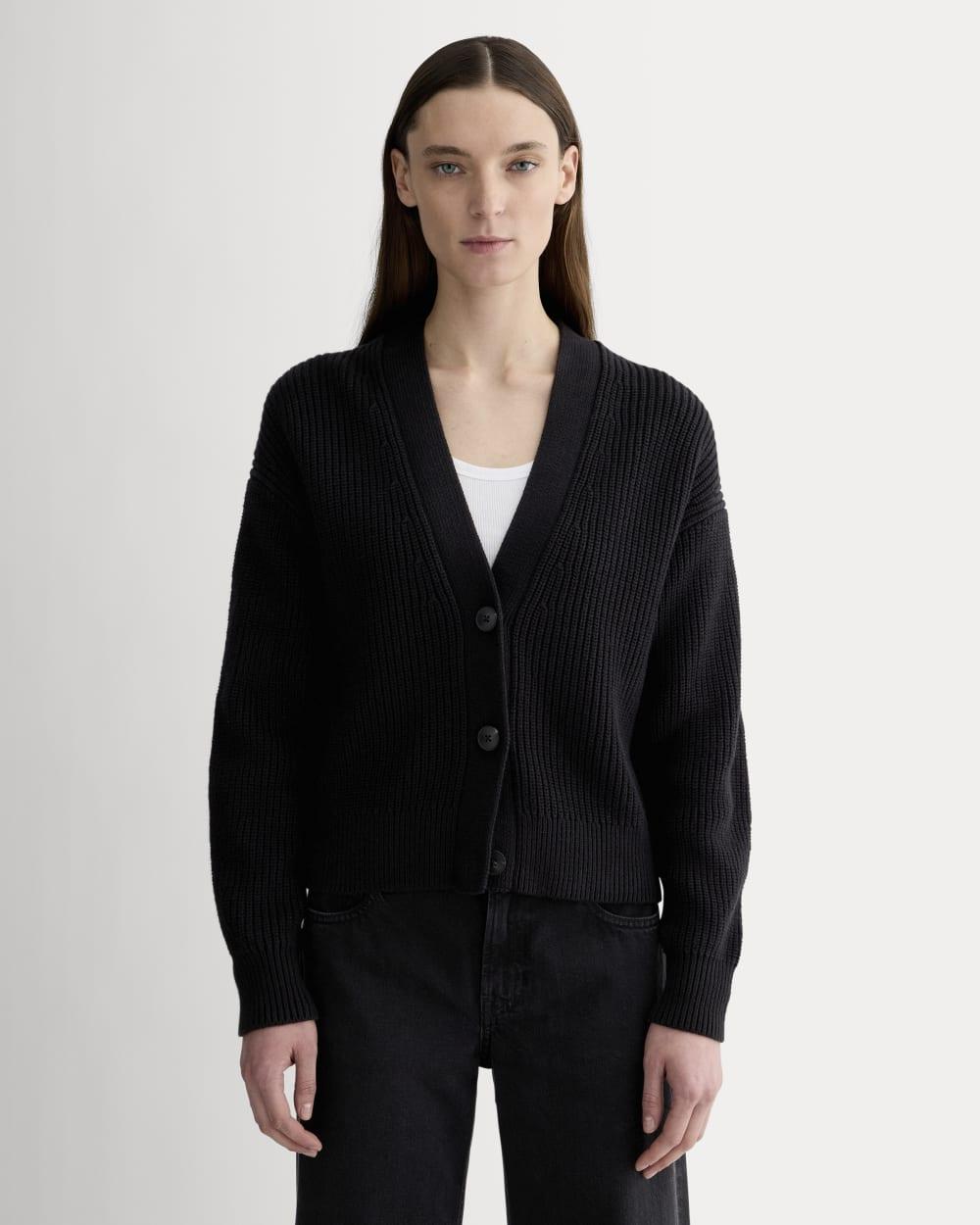 The Boxy Cardigan in Everyday Cotton | Black by EVERLANE