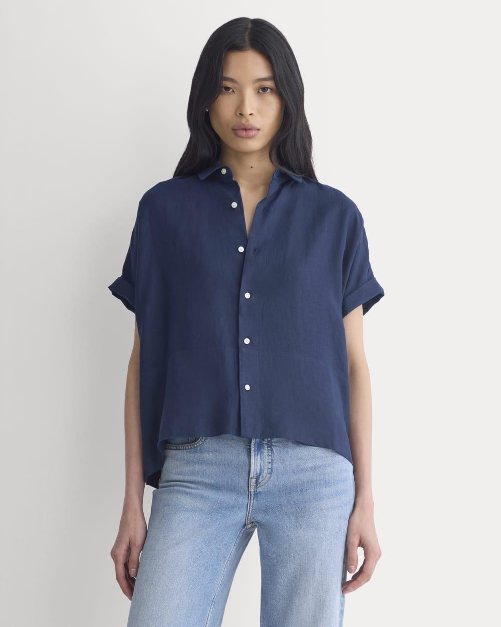 The Boxy Shirt in Linen | Navy by EVERLANE