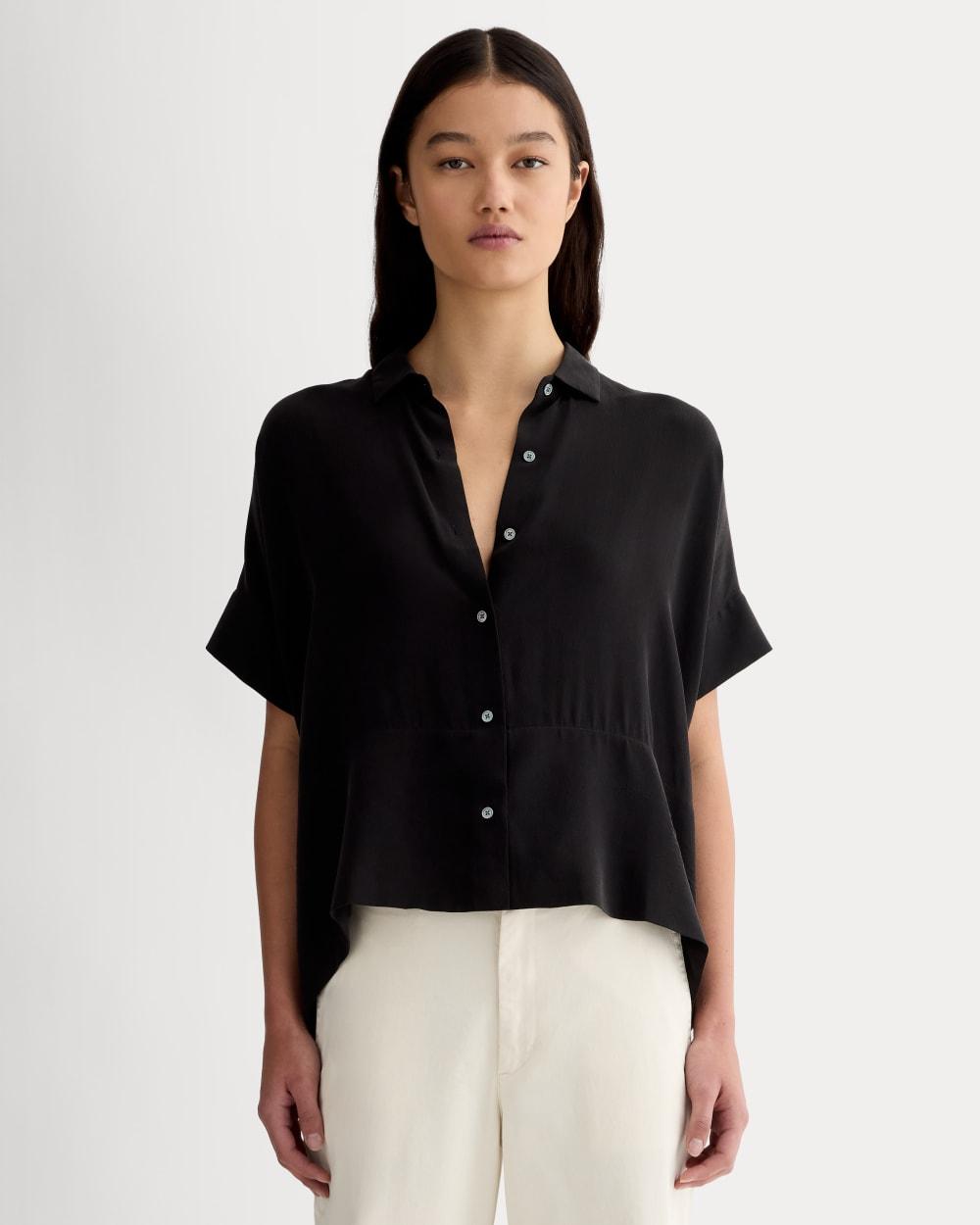 The Boxy Shirt in Washable Silk | Black by EVERLANE