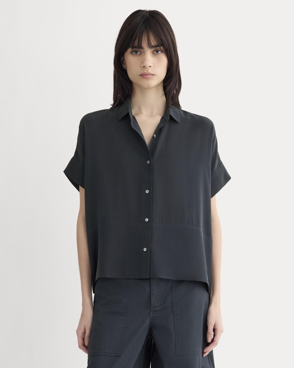 The Boxy Shirt in Washable Silk | Navy by EVERLANE