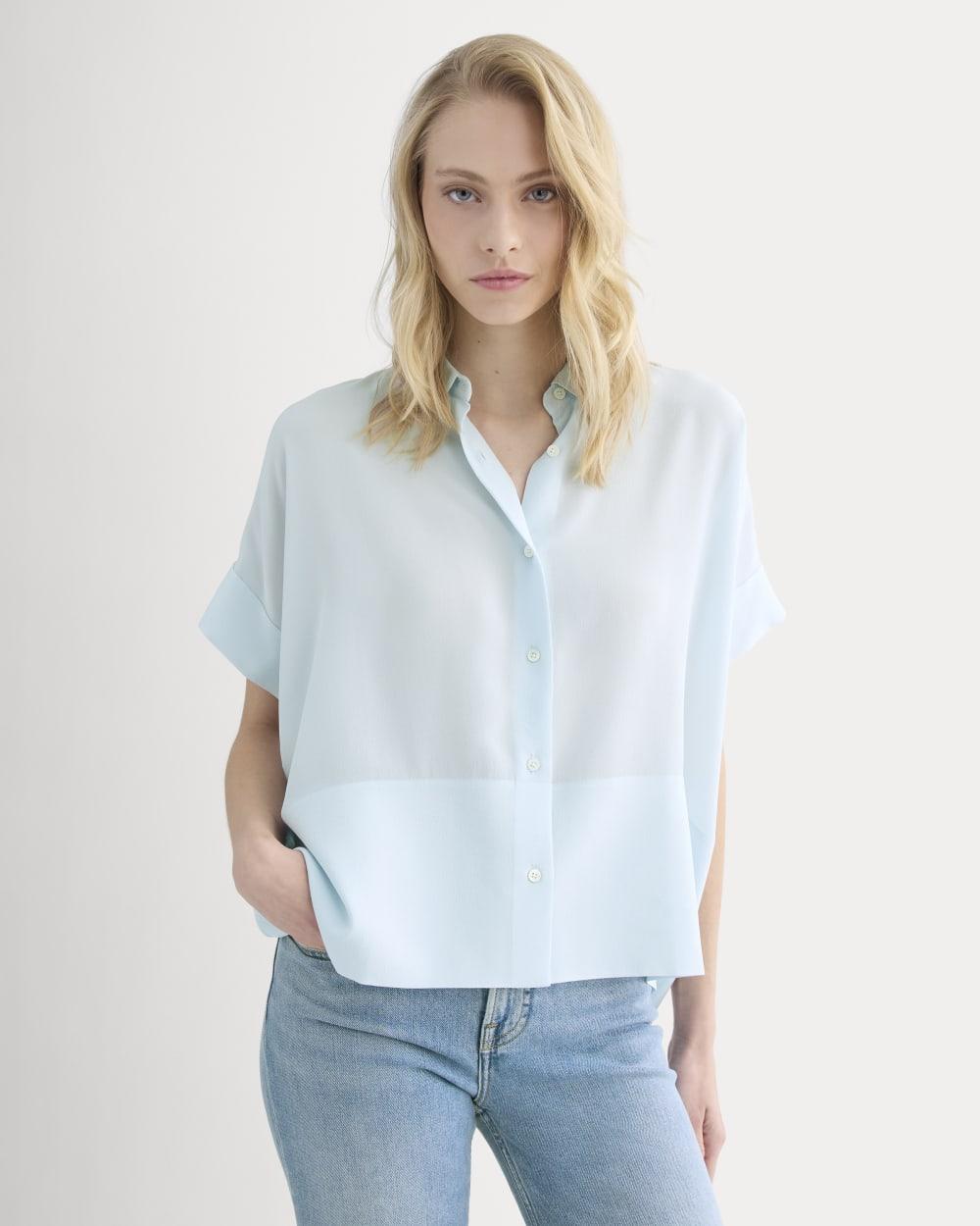 The Boxy Shirt in Washable Silk | Skywriting by EVERLANE