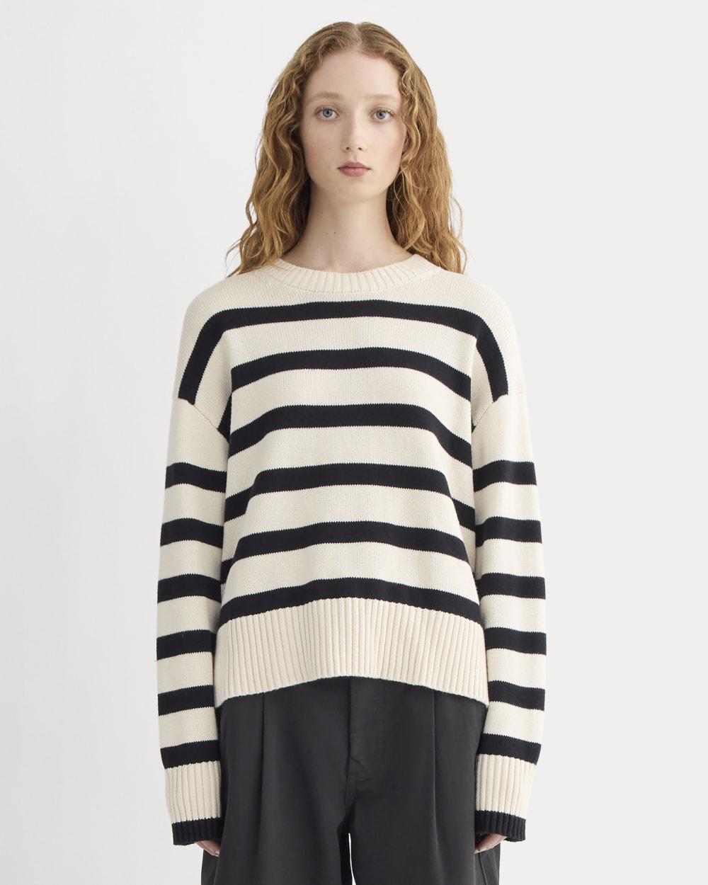 The Boxy Sweater in Everyday Cotton | Canvas / Black by EVERLANE