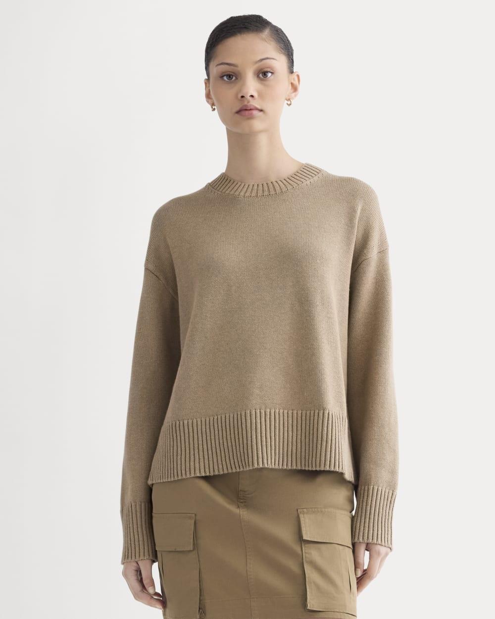 The Boxy Sweater in Everyday Cotton | Dark Heathered Camel by EVERLANE