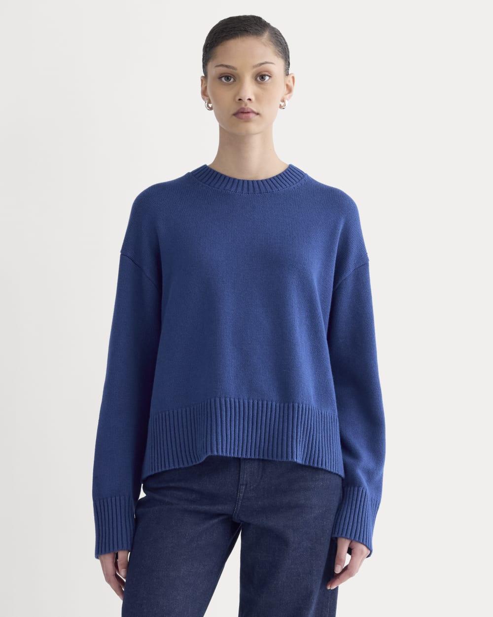 The Boxy Sweater in Everyday Cotton | Deep Lazuli Blue by EVERLANE
