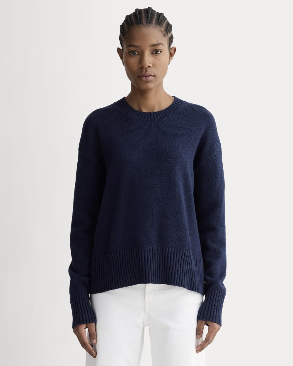 The Boxy Sweater in Everyday Cotton | Navy by EVERLANE