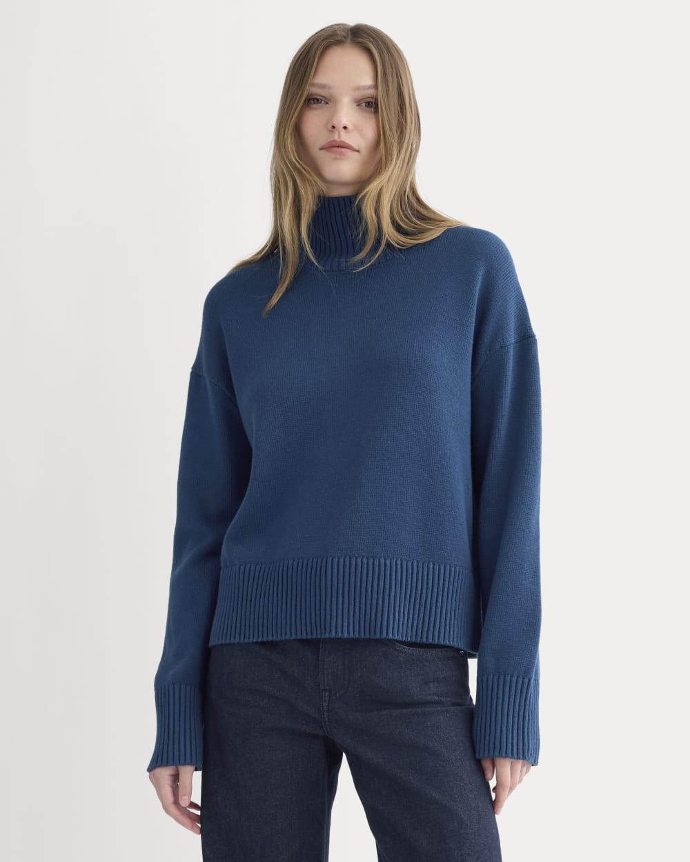 The Boxy Turtleneck in Everyday Cotton | Deep Lazuli Blue by EVERLANE