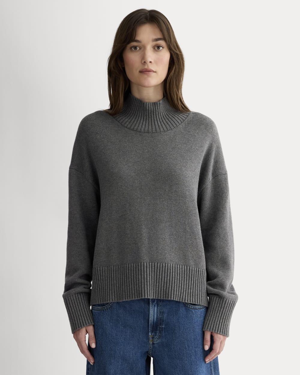 The Boxy Turtleneck in Everyday Cotton | Heathered Charcoal by EVERLANE