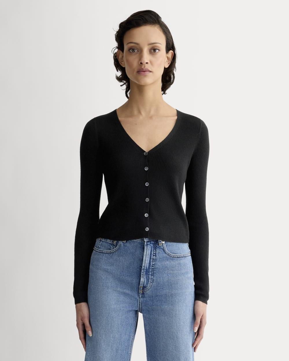 The Cardigan in Ultrasoft Merino | Black by EVERLANE