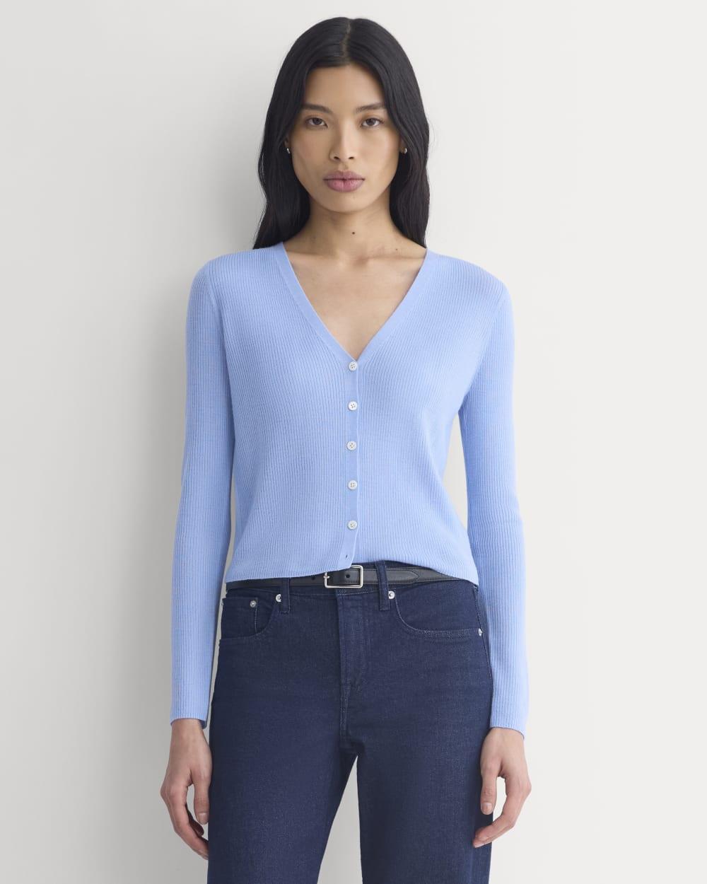 The Cardigan in Ultrasoft Merino | Open Air Blue by EVERLANE