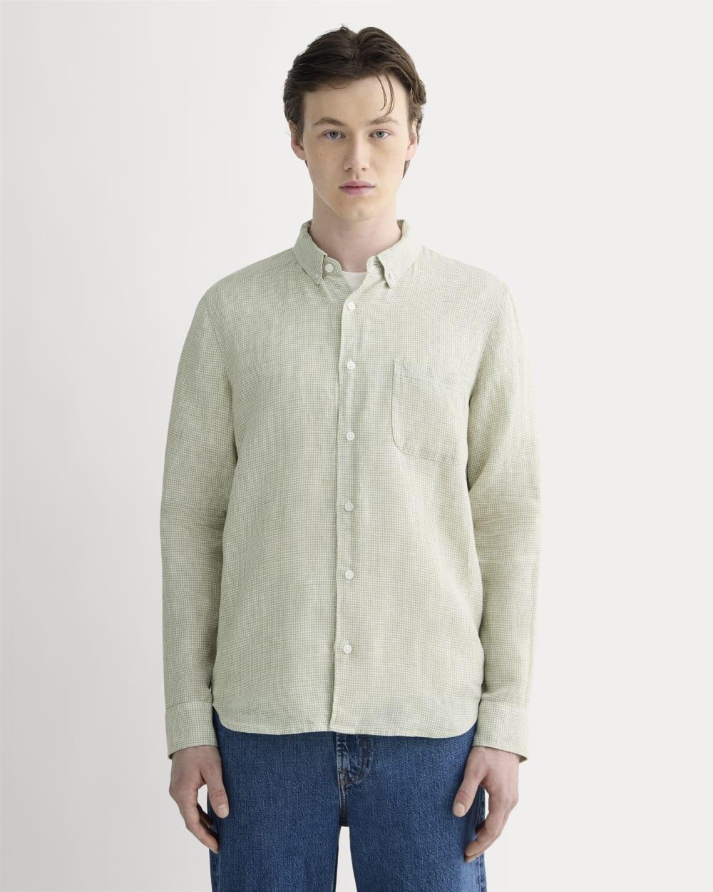 The Classic Shirt in Linen | Elm Gingham by EVERLANE