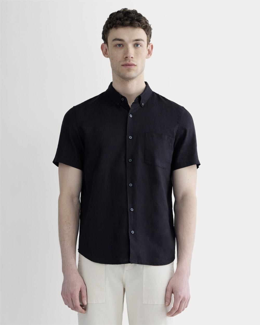 The Classic Short-Sleeve Shirt in Linen | Black by EVERLANE