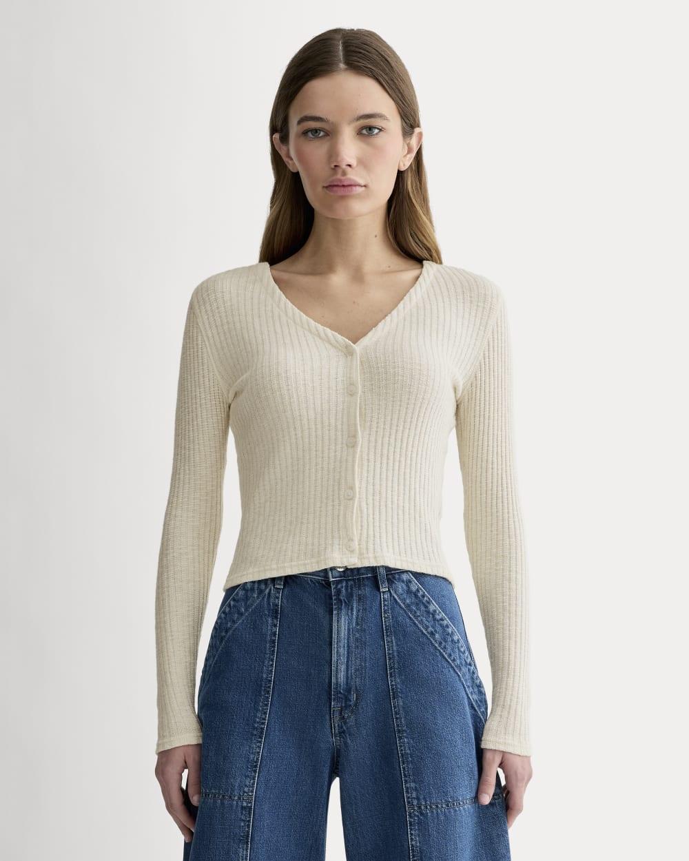 The Cozy Rib Cardigan | Bone by EVERLANE